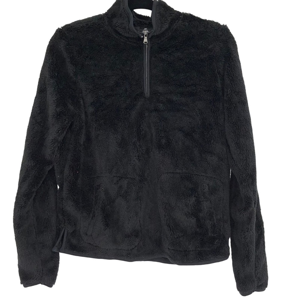 SONOMA SUPER SOFT BLACK 1/4 ZIP FUZZY PULLOVER SMALL